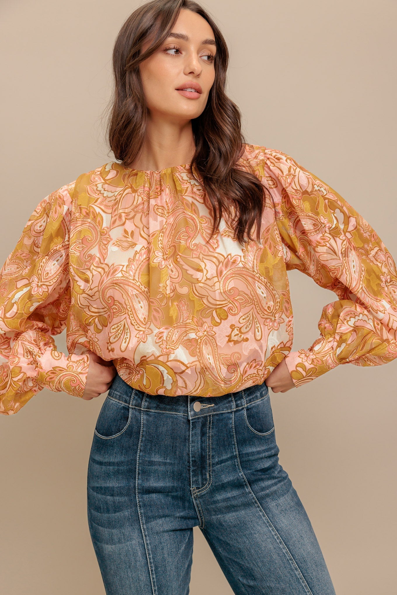 PAISLEY BREEZE  WOVEN JACQUARD TOP Flying Tomato